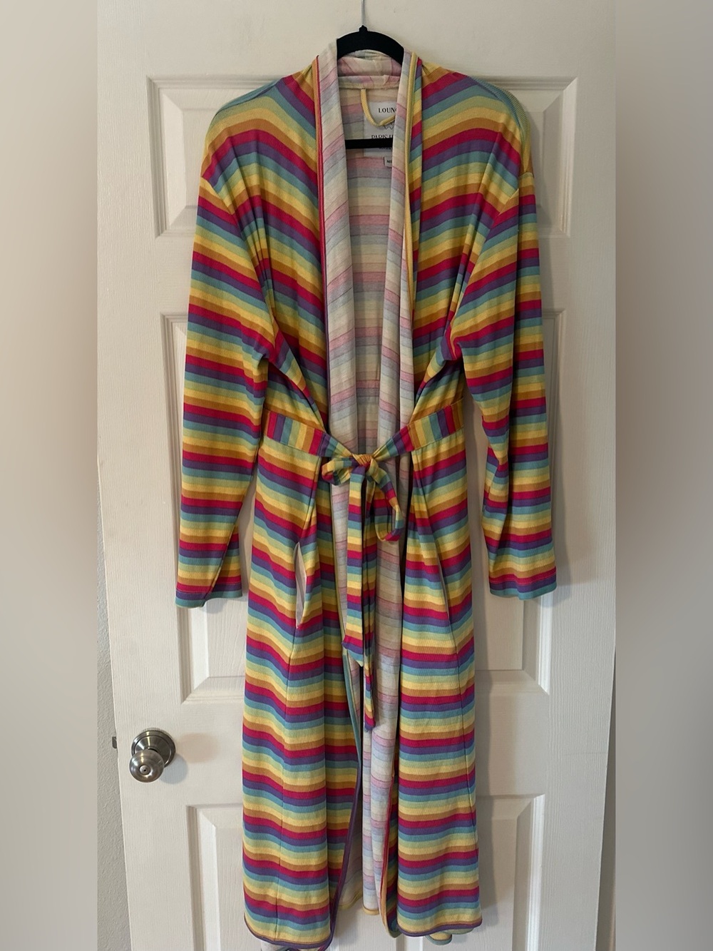NWOT Women’s Paris Hilton × Monica + Andy Organic Cotton Blend Robe Rainbow M/L. - Picture 2 of 7